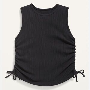 EUC barely worn Old Navy rib knit side cinch tie tank girls 14/16 black
